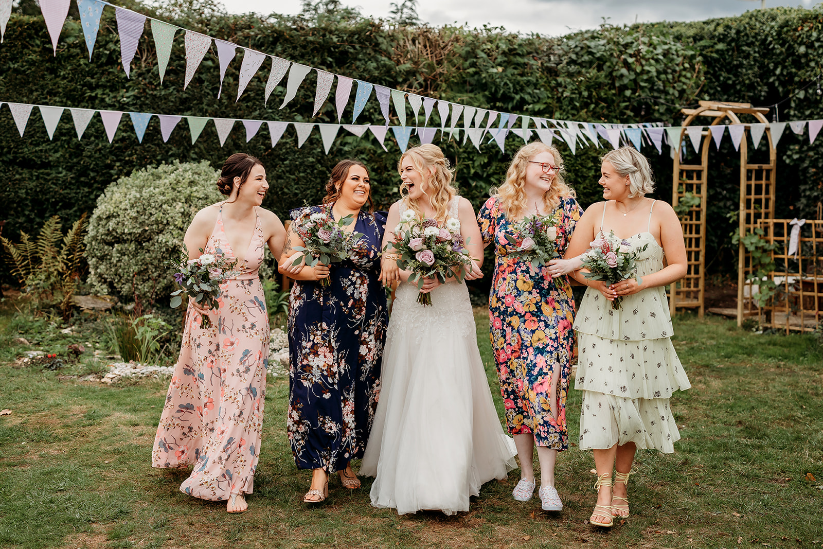 a bride and her bridesmaids captured by a Romsey wedding photographer